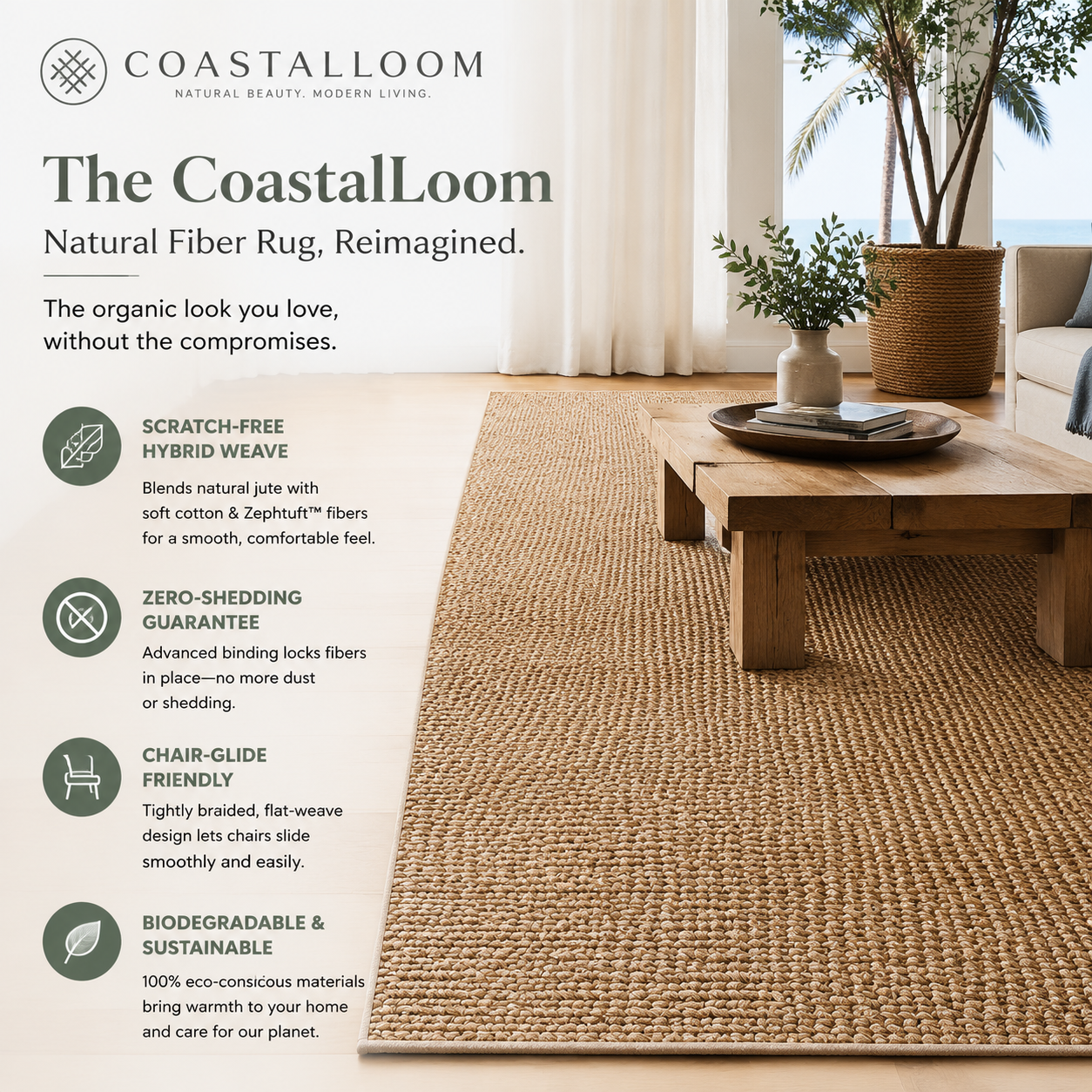 Zephtuft™ CoastalLoom Soft-Jute Hybrid Rug