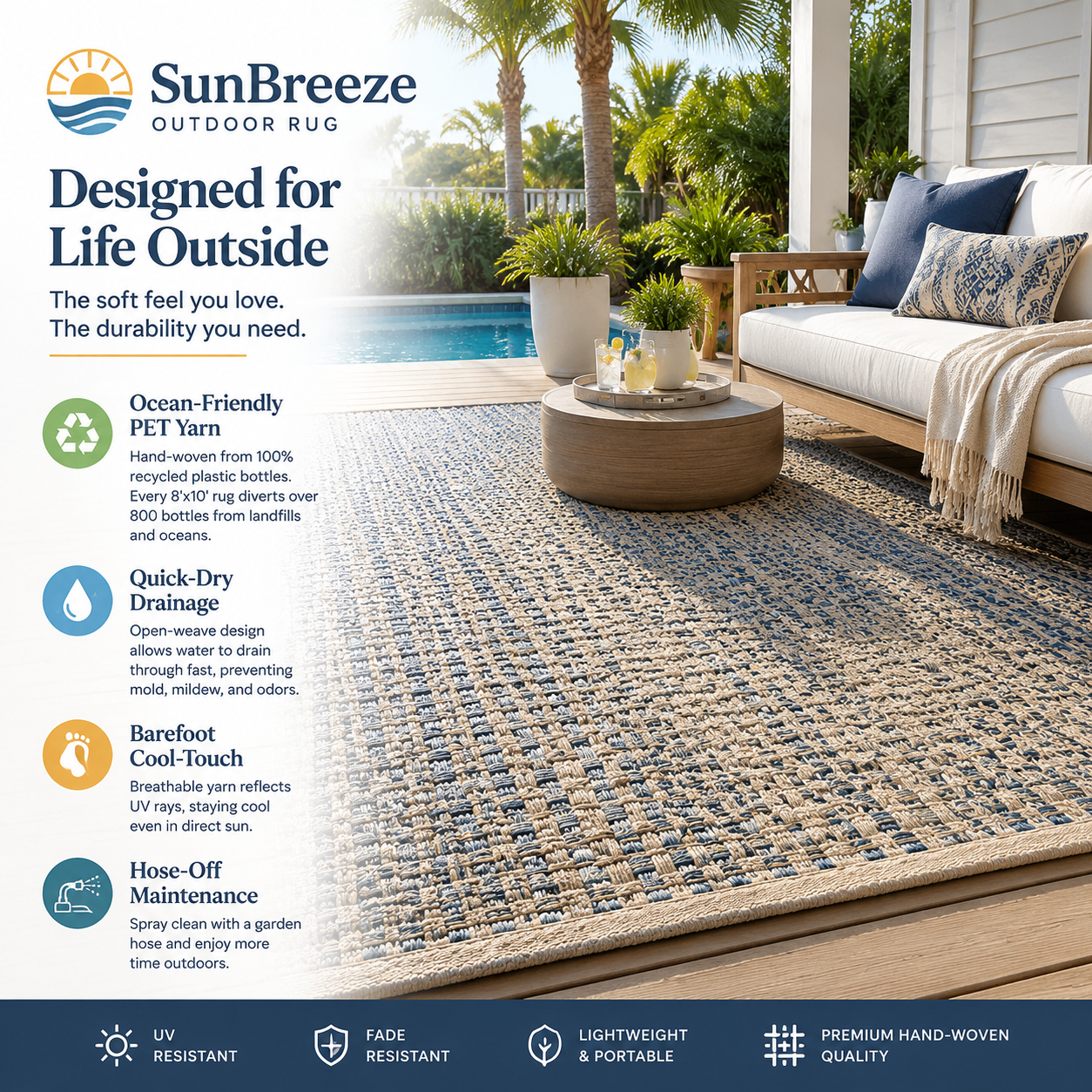 Zephtuft™ SunBreeze Recycled PET Outdoor Rug