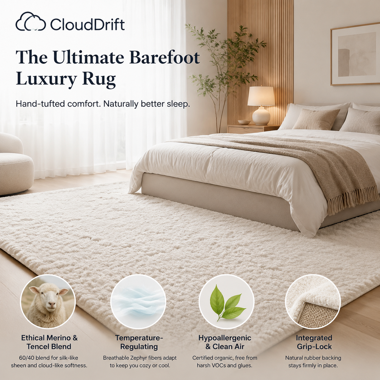 Zephtuft™ CloudDrift Organic Merino Plush Rug